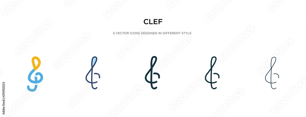 Aufkleber clef icon in different style vector illustration. two colored and black clef vector icons designed i
