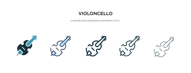 violoncello icon in different style vector illustration. two colored and black violoncello vector icons designed in filled, outline, line and stroke style can be used for web, mobile, ui