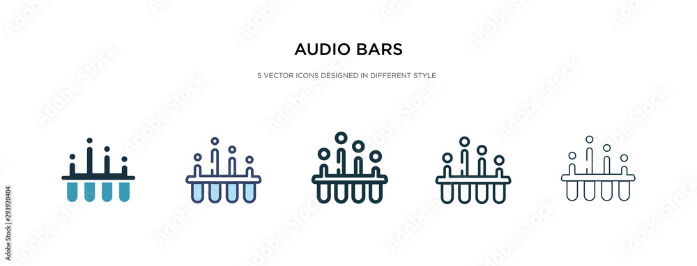 Poster audio bars icon in different style vector illustration. two colored and black audio bars vector icon