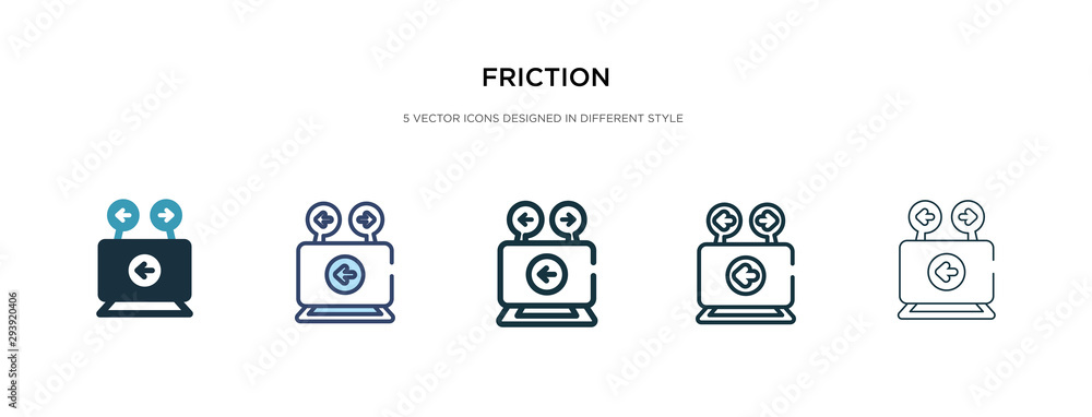 Poster friction icon in different style vector illustration. two colored and black friction vector icons de