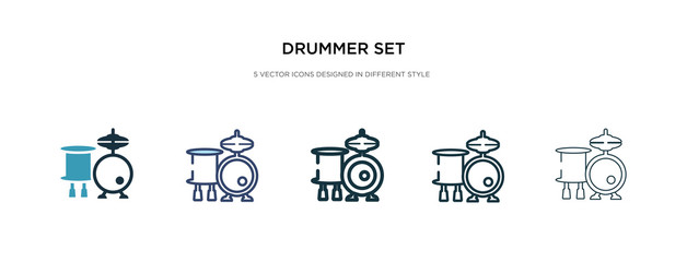 drummer set icon in different style vector illustration. two colored and black drummer set vector icons designed in filled, outline, line and stroke style can be used for web, mobile, ui