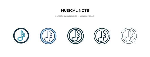 musical note icon in different style vector illustration. two colored and black musical note vector icons designed in filled, outline, line and stroke style can be used for web, mobile, ui