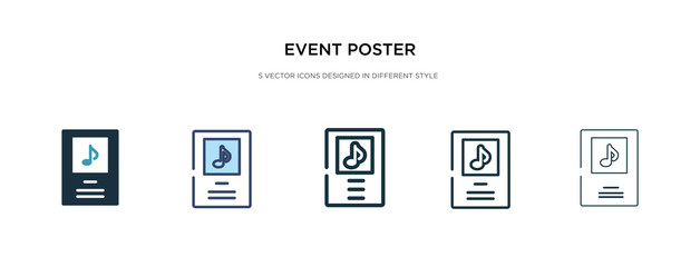 event poster icon in different style vector illustration. two colored and black event poster vector icons designed in filled, outline, line and stroke style can be used for web, mobile, ui