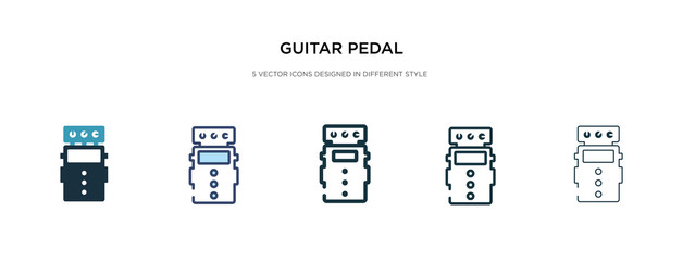 guitar pedal icon in different style vector illustration. two colored and black guitar pedal vector icons designed in filled, outline, line and stroke style can be used for web, mobile, ui