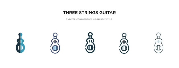 Fototapeta na wymiar three strings guitar icon in different style vector illustration. two colored and black three strings guitar vector icons designed in filled, outline, line and stroke style can be used for web,