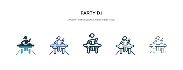party dj icon in different style vector illustration. two colored and black party dj vector icons designed in filled, outline, line and stroke style can be used for web, mobile, ui
