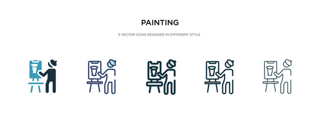 painting icon in different style vector illustration. two colored and black painting vector icons designed in filled, outline, line and stroke style can be used for web, mobile, ui