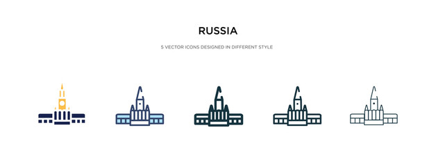 russia icon in different style vector illustration. two colored and black russia vector icons designed in filled, outline, line and stroke style can be used for web, mobile, ui