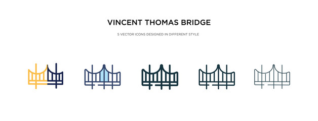 Fototapeta premium vincent thomas bridge icon in different style vector illustration. two colored and black vincent thomas bridge vector icons designed in filled, outline, line and stroke style can be used for web,