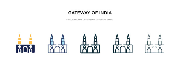 gateway of india icon in different style vector illustration. two colored and black gateway of india vector icons designed in filled, outline, line and stroke style can be used for web, mobile, ui