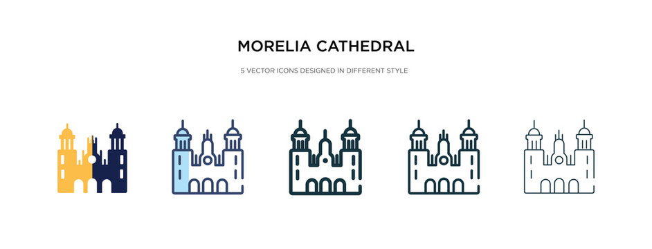 morelia cathedral in mexico icon in different style vector illustration. two colored and black morelia cathedral in mexico vector icons designed filled, outline, line and stroke style can be used