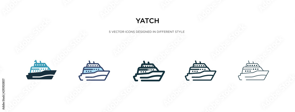 Poster yatch icon in different style vector illustration. two colored and black yatch vector icons designed