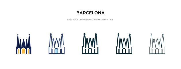 barcelona icon in different style vector illustration. two colored and black barcelona vector icons designed in filled, outline, line and stroke style can be used for web, mobile, ui - obrazy, fototapety, plakaty