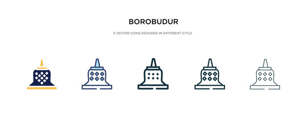 borobudur icon in different style vector illustration. two colored and black borobudur vector icons designed in filled, outline, line and stroke style can be used for web, mobile, ui