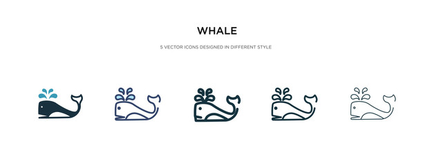 whale icon in different style vector illustration. two colored and black whale vector icons designed in filled, outline, line and stroke style can be used for web, mobile, ui