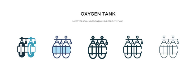 oxygen tank icon in different style vector illustration. two colored and black oxygen tank vector icons designed in filled, outline, line and stroke style can be used for web, mobile, ui