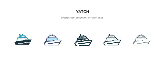 yatch icon in different style vector illustration. two colored and black yatch vector icons designed in filled, outline, line and stroke style can be used for web, mobile, ui