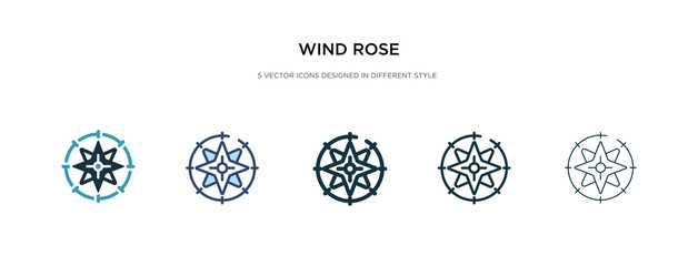 wind rose icon in different style vector illustration. two colored and black wind rose vector icons designed in filled, outline, line and stroke style can be used for web, mobile, ui