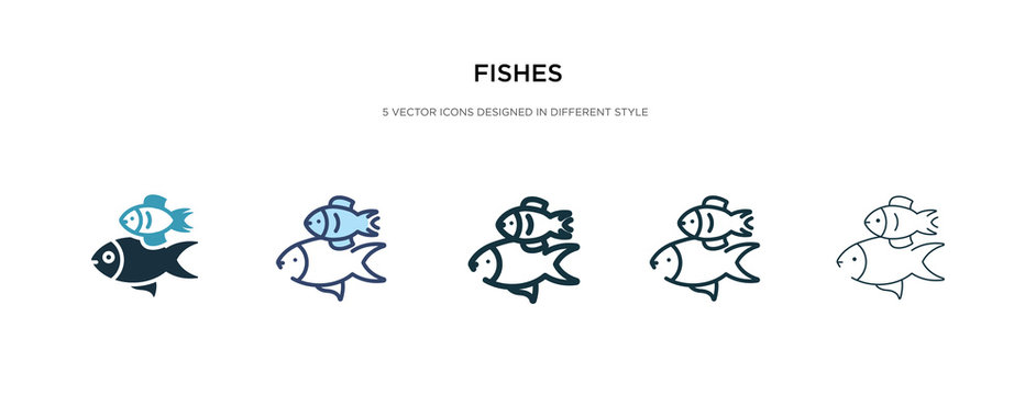 fishes icon in different style vector illustration. two colored and black fishes vector icons designed in filled, outline, line and stroke style can be used for web, mobile, ui