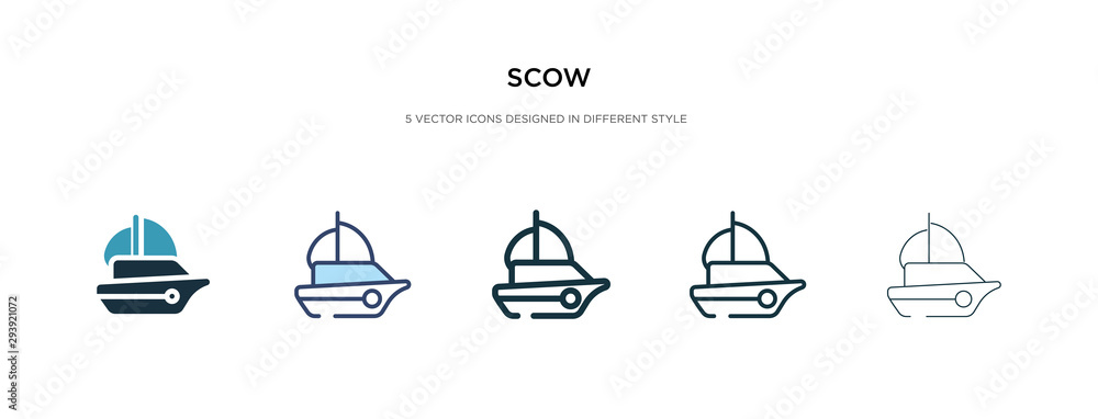 Poster scow icon in different style vector illustration. two colored and black scow vector icons designed i
