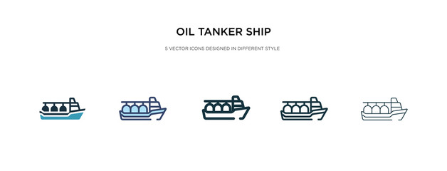 oil tanker ship icon in different style vector illustration. two colored and black oil tanker ship vector icons designed in filled, outline, line and stroke style can be used for web, mobile, ui