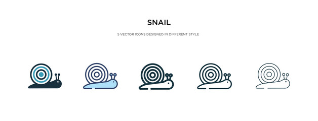 snail icon in different style vector illustration. two colored and black snail vector icons designed in filled, outline, line and stroke style can be used for web, mobile, ui © zaurrahimov