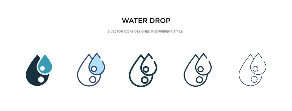 water drop icon in different style vector illustration. two colored and black water drop vector icons designed in filled, outline, line and stroke style can be used for web, mobile, ui
