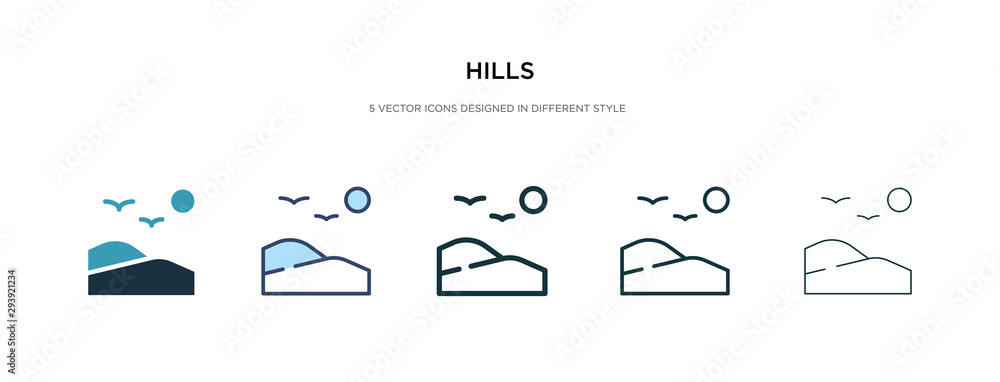 Poster hills icon in different style vector illustration. two colored and black hills vector icons designed