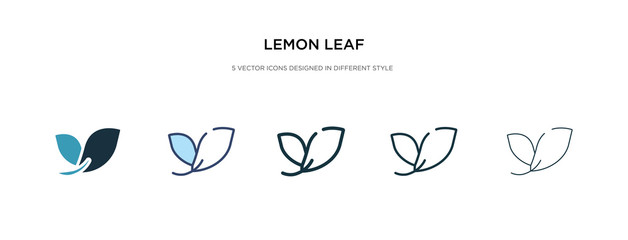 Naklejka premium lemon leaf icon in different style vector illustration. two colored and black lemon leaf vector icons designed in filled, outline, line and stroke style can be used for web, mobile, ui