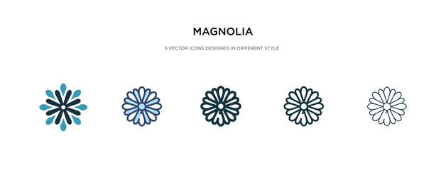magnolia icon in different style vector illustration. two colored and black magnolia vector icons designed in filled, outline, line and stroke style can be used for web, mobile, ui © zaurrahimov