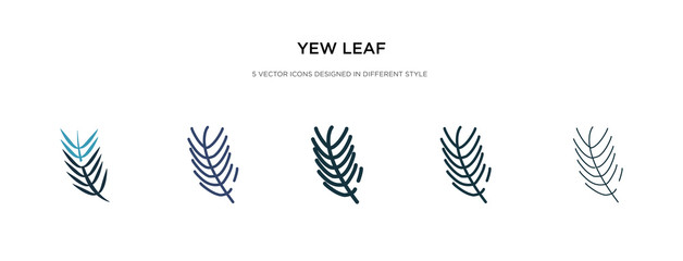 Fototapeta na wymiar yew leaf icon in different style vector illustration. two colored and black yew leaf vector icons designed in filled, outline, line and stroke style can be used for web, mobile, ui