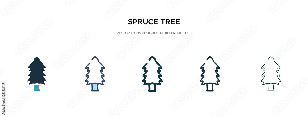 Poster spruce tree icon in different style vector illustration. two colored and black spruce tree vector ic