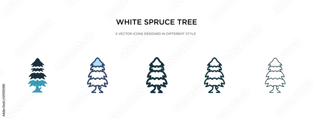 Poster white spruce tree icon in different style vector illustration. two colored and black white spruce tr