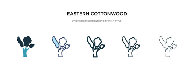 eastern cottonwood tree icon in different style vector illustration. two colored and black eastern cottonwood tree vector icons designed in filled, outline, line and stroke style can be used for