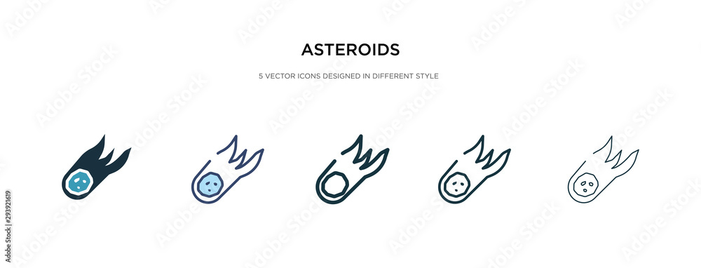 Poster asteroids icon in different style vector illustration. two colored and black asteroids vector icons 
