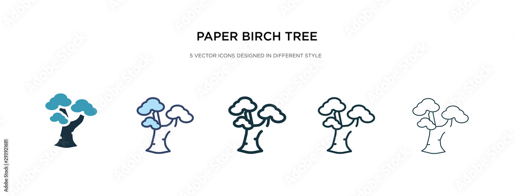 Poster paper birch tree icon in different style vector illustration. two colored and black paper birch tree