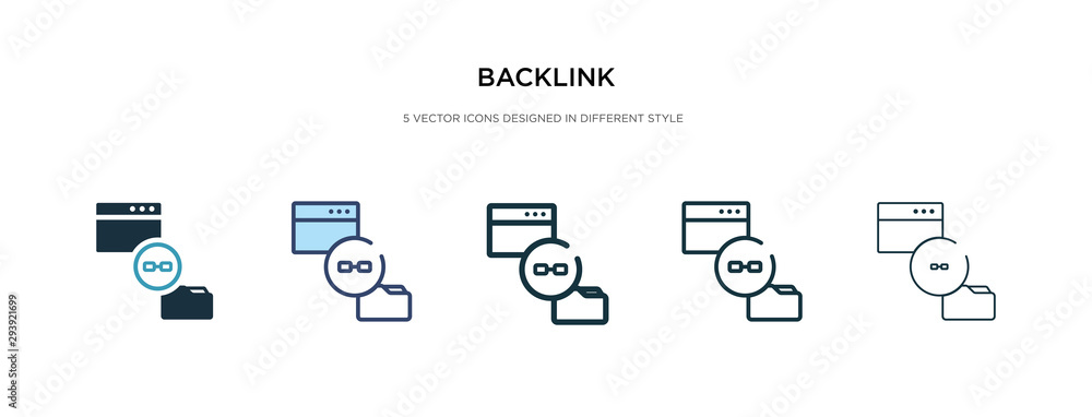 Poster backlink icon in different style vector illustration. two colored and black backlink vector icons de