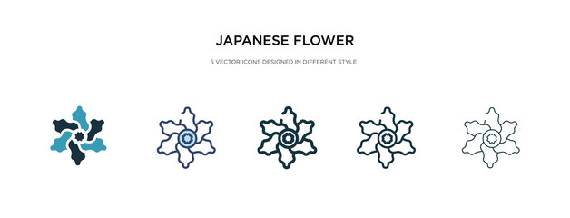 japanese flower icon in different style vector illustration. two colored and black japanese flower vector icons designed in filled, outline, line and stroke style can be used for web, mobile, ui