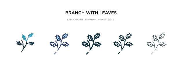 Obraz premium branch with leaves icon in different style vector illustration. two colored and black branch with leaves vector icons designed in filled, outline, line and stroke style can be used for web, mobile,