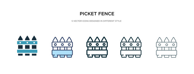 picket fence icon in different style vector illustration. two colored and black picket fence vector icons designed in filled, outline, line and stroke style can be used for web, mobile, ui