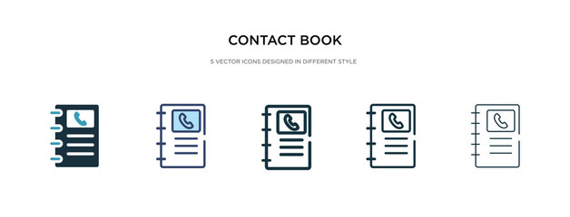 contact book icon in different style vector illustration. two colored and black contact book vector icons designed in filled, outline, line and stroke style can be used for web, mobile, ui