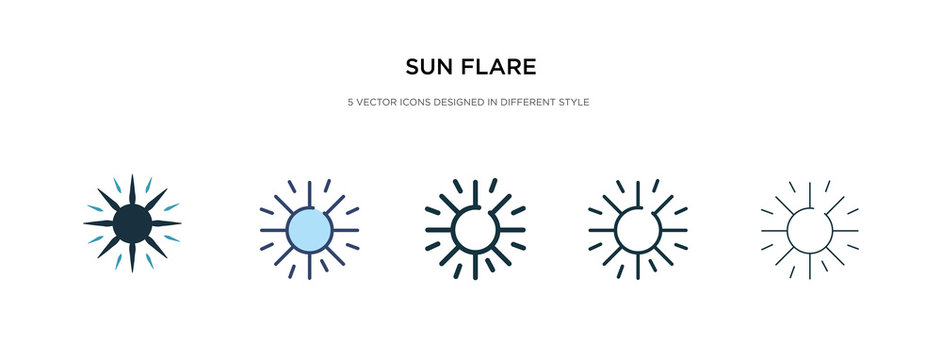 sun flare icon in different style vector illustration. two colored and black sun flare vector icons designed in filled, outline, line and stroke style can be used for web, mobile, ui