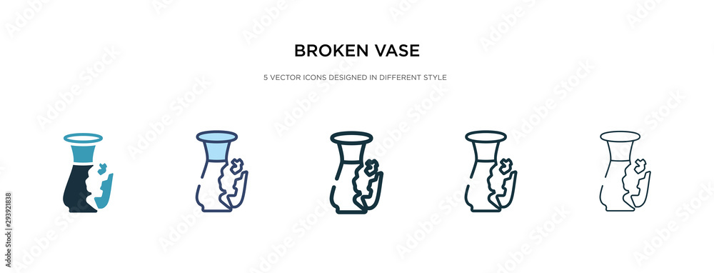 Poster broken vase icon in different style vector illustration. two colored and black broken vase vector ic