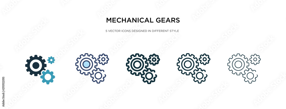 Poster mechanical gears icon in different style vector illustration. two colored and black mechanical gears