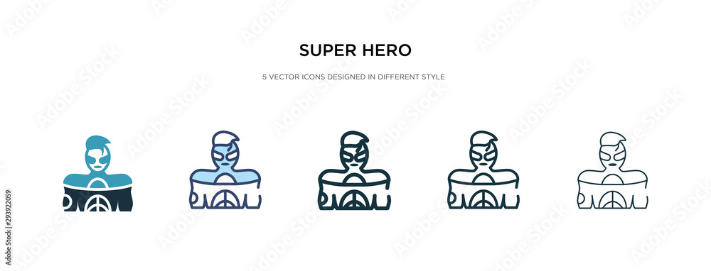 Poster super hero icon in different style vector illustration. two colored and black super hero vector icon