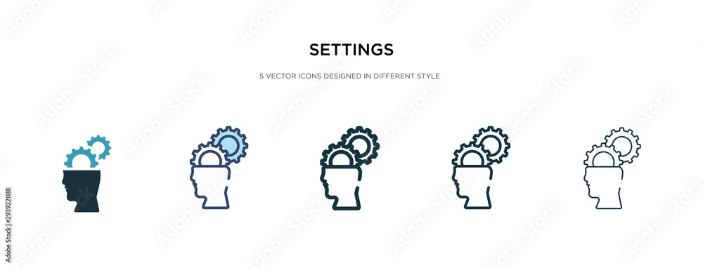 Poster settings icon in different style vector illustration. two colored and black settings vector icons de
