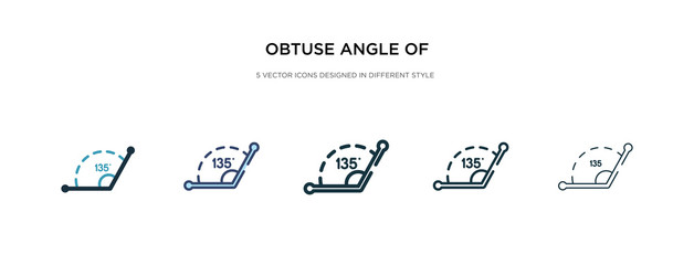 obtuse angle of 135 degrees icon in different style vector illustration. two colored and black obtuse angle of 135 degrees vector icons designed in filled, outline, line and stroke style can be used
