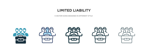 limited liability icon in different style vector illustration. two colored and black limited liability vector icons designed in filled, outline, line and stroke style can be used for web, mobile, ui