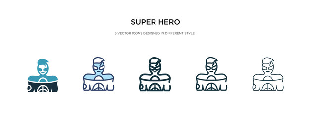 super hero icon in different style vector illustration. two colored and black super hero vector icons designed in filled, outline, line and stroke style can be used for web, mobile, ui