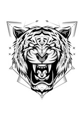 Line art tiger anger. line art tiger logo